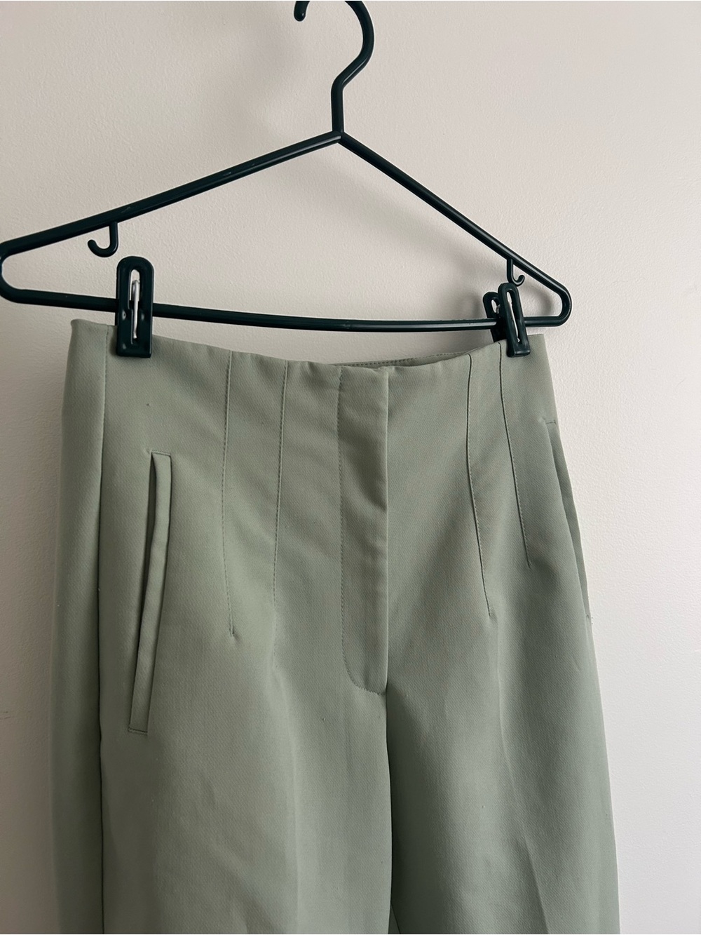 Zara Light Sage Green High-Waist Trousers